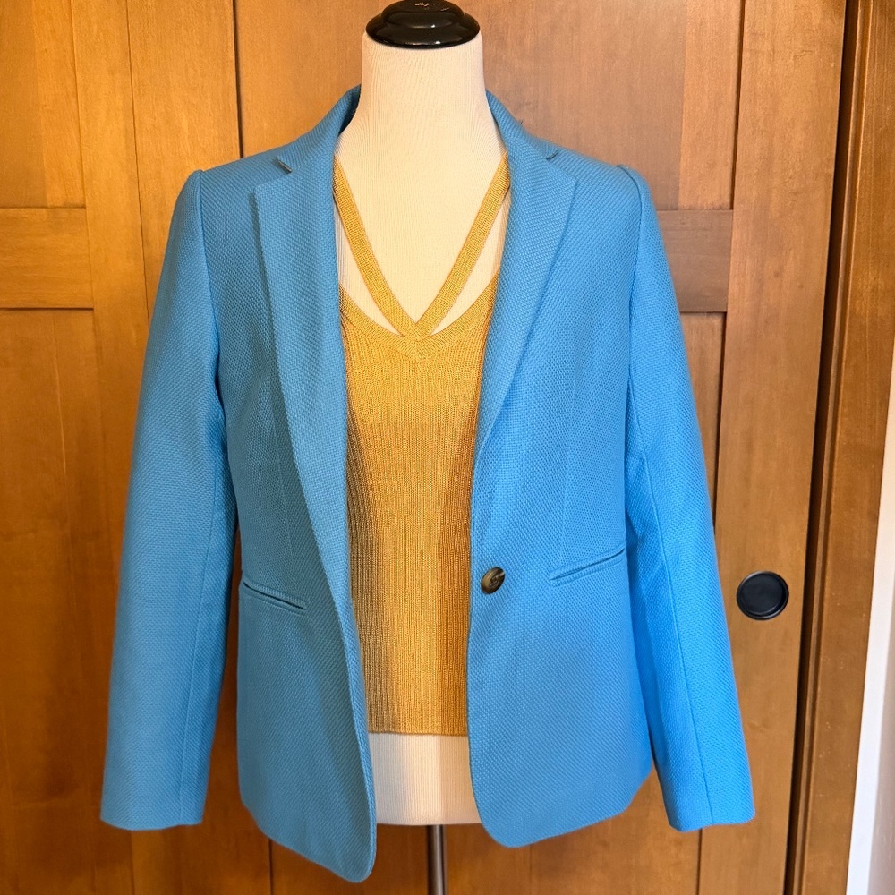 NWT's Ann Taylor Mystic Blue Honeycomb Textured Blazer
